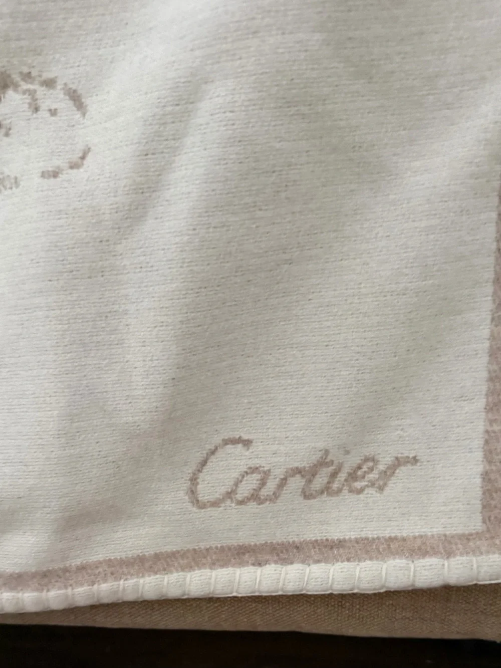 Cartier Cream and Beige Leopard Throw Blanket